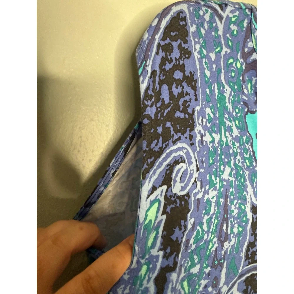 Tori Richards blue paisley‎ print sleeveless mini dress Beach tropical coastal